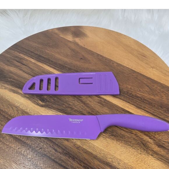 TOMODASHI 7" Santoku Purple with Cover Kitchen Knife - Picture 1 of 5